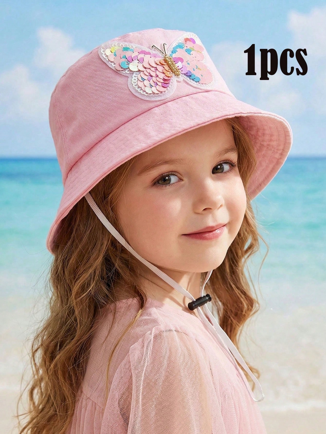 Fishing Hat - 1pcs 3-8Y Girls Sequined Butterfly Fisherman