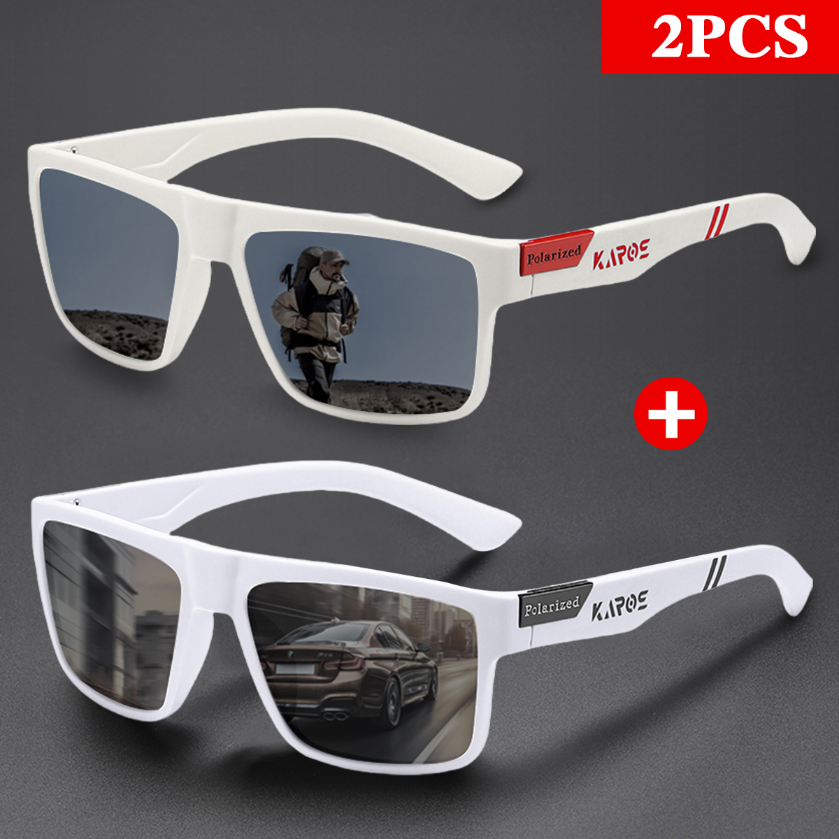 KAROS 2PCS Retro Square Polari - Fishing Sunglasses Polarized incelemesi ve fiyatı