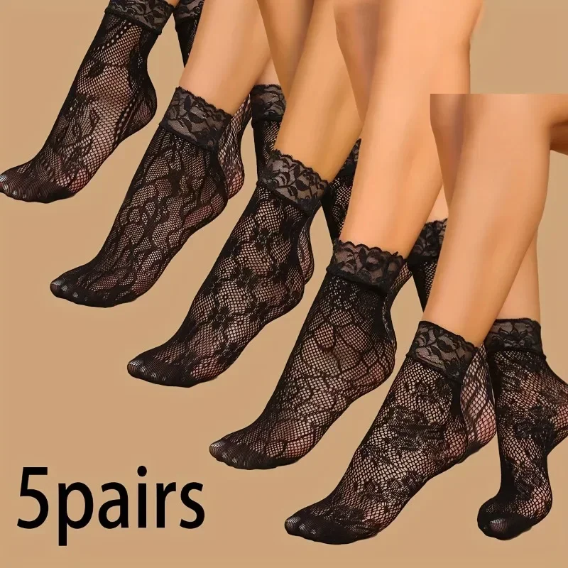 5 Pairs Floral Lace Socks Thin - Fishing Socks incelemesi ve fiyatı