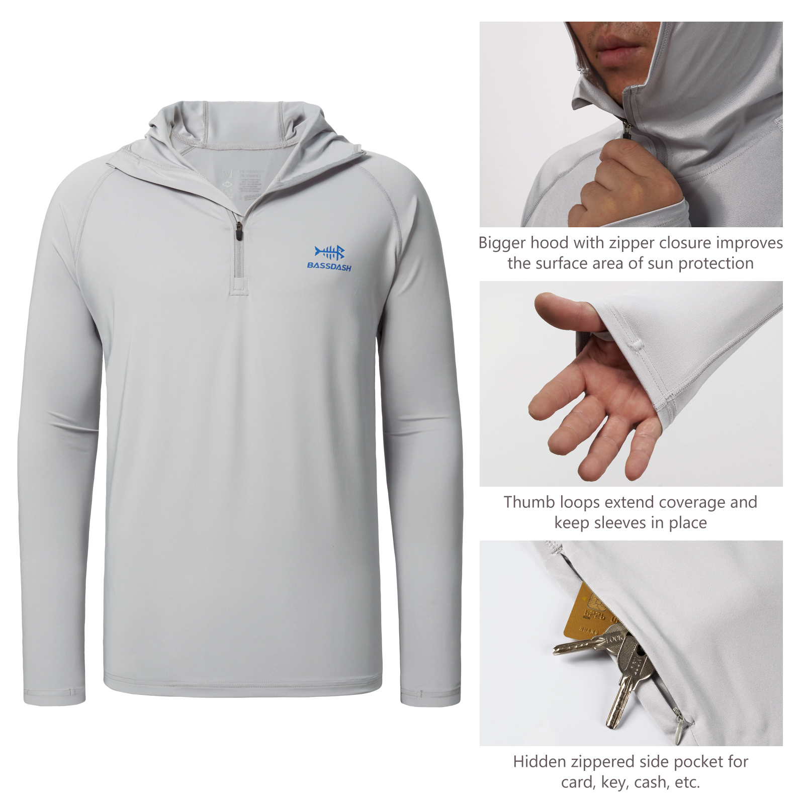 Bassdash Men’s UPF 50+ 1/4 Zip - Fishing Shirt Uv Protection incelemesi ve fiyatı