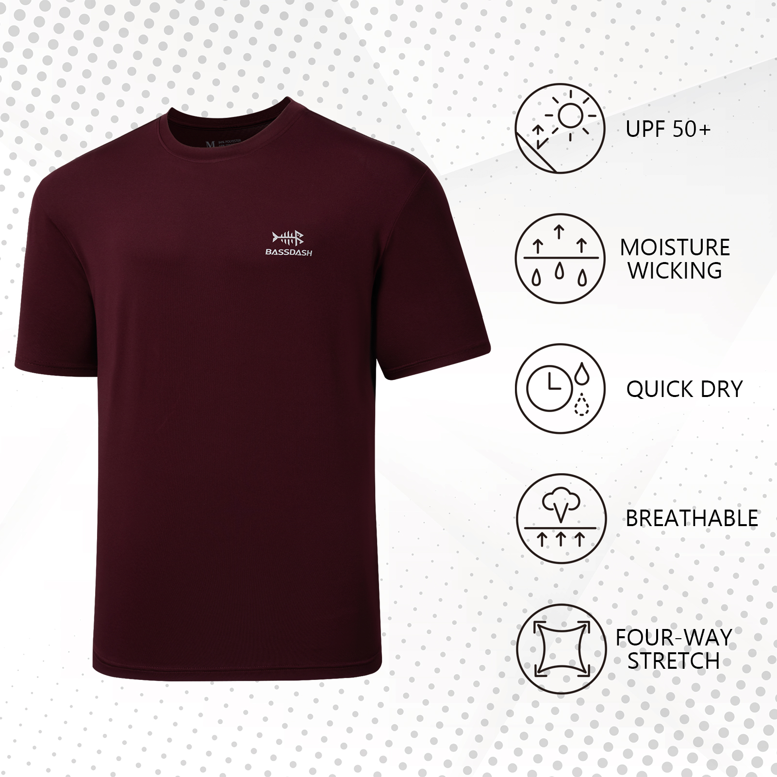 BASSDASH Men’s UPF 50+ Short S - Fishing Shirt Uv Protection incelemesi ve fiyatı